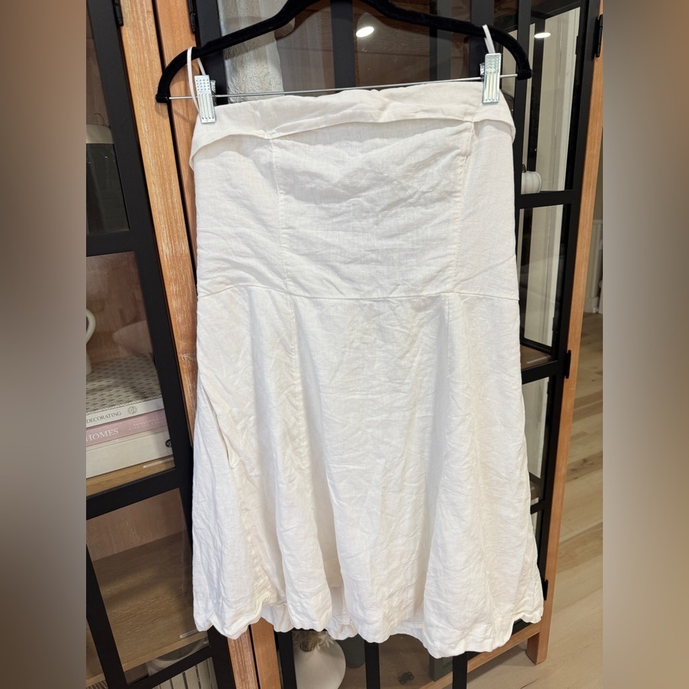Abercrombie strapless linen mini dress lined fit & flare white bride graduation - Picture 2 of 12